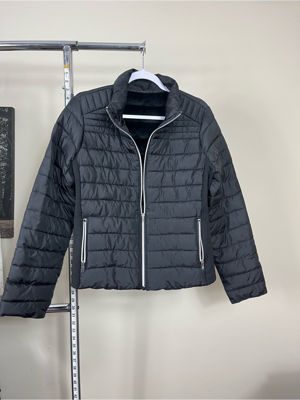 Ci Sono Black Quilted Puffer Jacket with Contrast Zippers